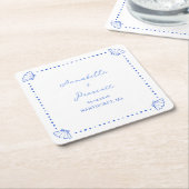 Coastal Chic Muschel Border Personalisiert Wedding Rechteckiger Pappuntersetzer (angewinkelt)
