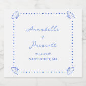 Coastal Chic Muschel Border Personalisiert Wedding Schaumweinetikett (Einzelnes Label)