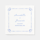 Coastal Chic Muschel Border Personalisiert Wedding Serviette (Vorderseite)