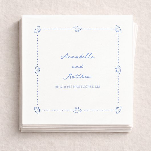 Coastal Chic Muschel Border Personalisiert Wedding Serviette