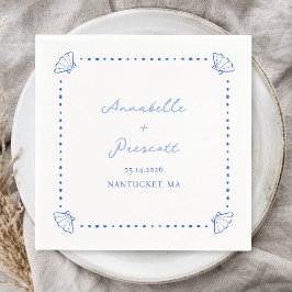 Coastal Chic Muschel Border Personalisiert Wedding Serviette