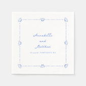 Coastal Chic Muschel Border Personalisiert Wedding Serviette (Vorderseite)