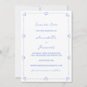 Coastal Chic Muschel Grenze Kein Foto Blue Wedding Save The Date (Vorderseite)