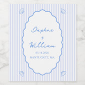 Coastal Chic Muschel & Streifen Personalisiert Hoc Weinetikett (Einzelnes Label)