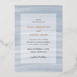 Coastal Chic Mute Blue Elegante Hochzeit Folieneinladung