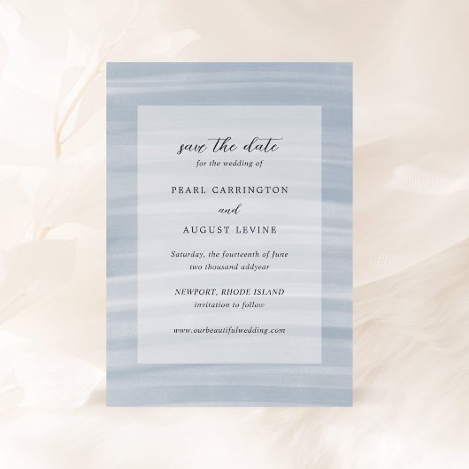 Coastal Chic Mute Blue Elegante Hochzeit Save The Date