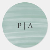 Coastal Chic Mute Green Elegant Hochzeit Runder Aufkleber (Vorderseite)