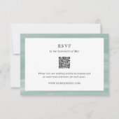 Coastal Chic Mute Green QR Code Elegante Hochzeit RSVP Karte (Vorderseite)