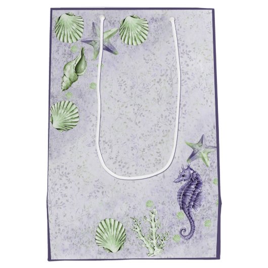 Coastal Chic | Party Lila und Kalkgrün Mittlere Geschenktüte (Rückseite)