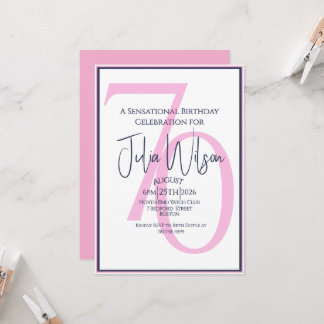 Coastal Chic Pink 70. Geburtstag Einladung