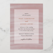 Coastal Chic Pink Elegante Hochzeit Folieneinladung (Vorderseite)