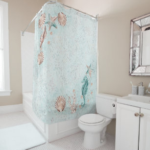 Coastal Chic Rose und Aquamarines Gold im Meer Duschvorhang