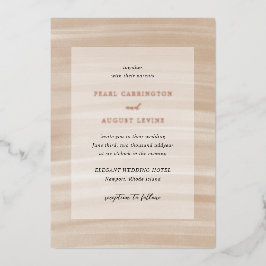 Coastal Chic Sandy Neutral Elegant Hochzeit Folieneinladung