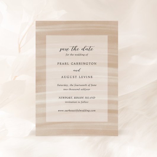 Coastal Chic Sandy Neutral Elegant Hochzeit Save The Date