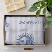 Coastal Chic Summer Vibes on Blue White Stripes Seidenpapier (Geschenk)