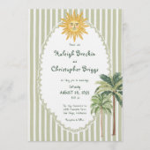 Coastal Chic Sun Palm Tree Wedding Einladung (Vorderseite)