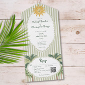 Coastal Chic Sun Palm Tree Wedding QR Code All In One Einladung