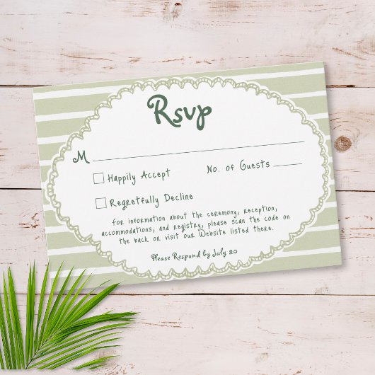 Coastal Chic Sun Palm Tree Wedding QR Code RSVP Karte