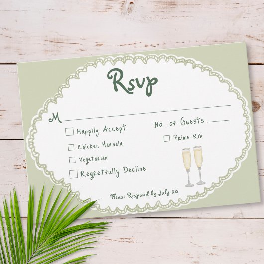 Coastal Chic Sun Palm Tree Wedding RSVP Karte