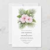 Coastal Chic Tropical Floral Wedding Photo QR Code Einladung (Vorderseite)