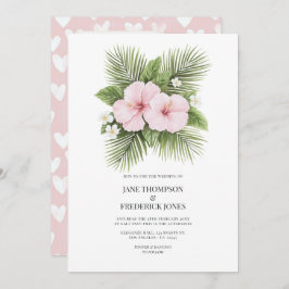 Coastal Chic Tropical Floral Wedding Photo QR Code Einladung