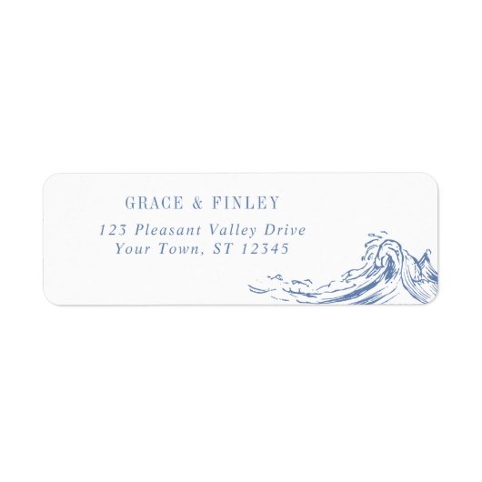 Coastal Chic Waves Blue Wedding Return Address (Vorne)