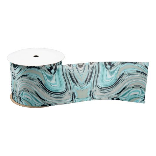 Coastal Chic Wirbel Minz Ocean Aqua Blue Waves Satinband (Spule)