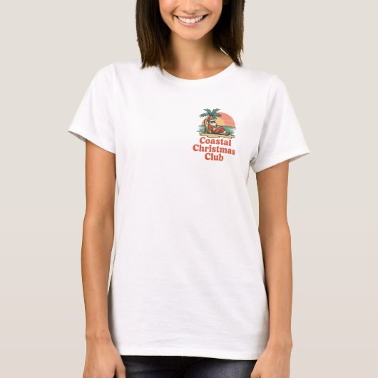 Coastal Christmas Club Print | Relaxed Beach Santa T-Shirt (Vorderseite)