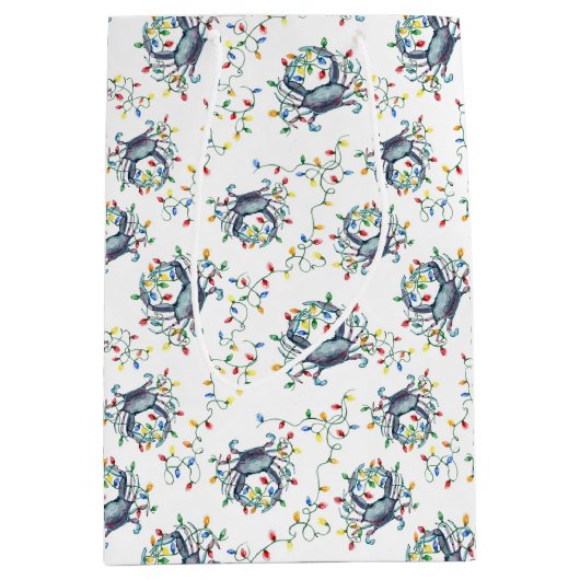 Coastal Christmas Crab Pattern Mittlere Geschenktüte (Vorderseite)