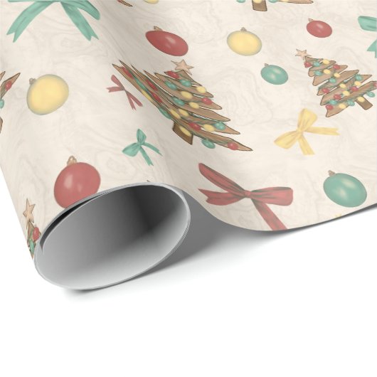 Coastal Christmas - Driftwood Christmas Trees Geschenkpapier (Rolleneckpunkt)