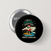 Coastal Christmas Nc Shirt Santa Surfing Funny Wav Button (Vorne & Hinten)