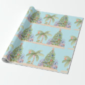 Coastal Christmas Palm Tree Gift Wrap – Ocean Holi Geschenkpapier (Ungerollt)