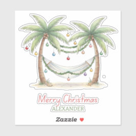 Coastal Christmas Palm Trees With Hammock Aufkleber
