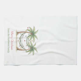 Coastal Christmas Palm Trees With Hammock Geschirrtuch