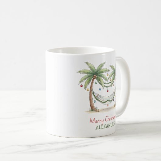 Coastal Christmas Palm Trees With Hammock Kaffeetasse (VorderseiteRechts)