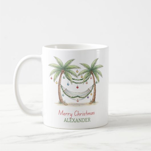 Coastal Christmas Palm Trees With Hammock Kaffeetasse (Links)