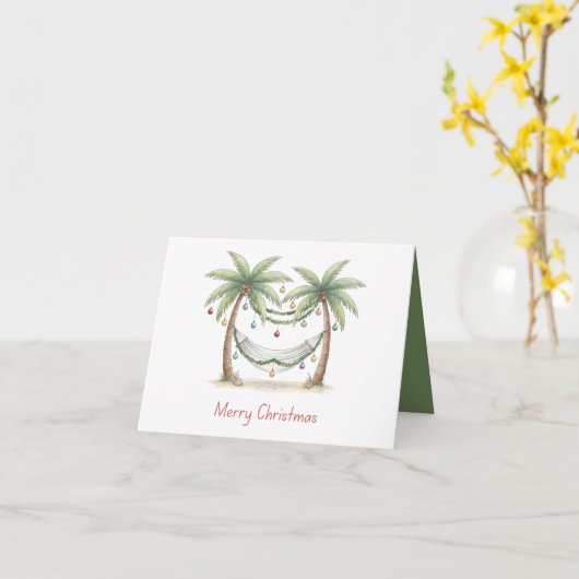 Coastal Christmas Palm Trees With Hammock Karte (Gelbe Blume)