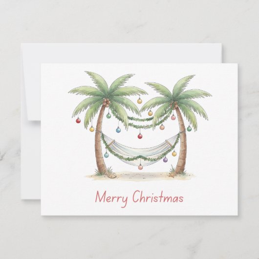 Coastal Christmas Palm Trees With Hammock Mitteilungskarte (Vorderseite)