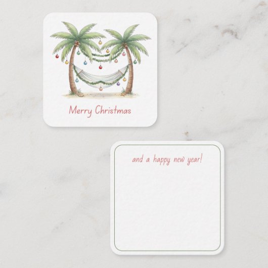 Coastal Christmas Palm Trees With Hammock Mitteilungskarte (Vorne/Hinten)