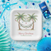 Coastal Christmas Palm Trees With Hammock Pappteller (Party)