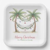 Coastal Christmas Palm Trees With Hammock Pappteller (Vorderseite)