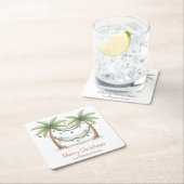 Coastal Christmas Palm Trees With Hammock Rechteckiger Pappuntersetzer (Vor Ort)
