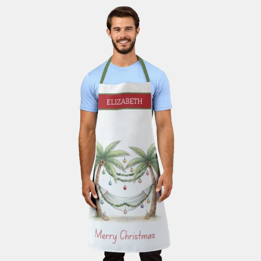 Coastal Christmas Palm Trees With Hammock Schürze (Getragen)