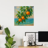 Coastal Citrus - Pastel Painting Style Orange Tree Poster (Heimbüro)