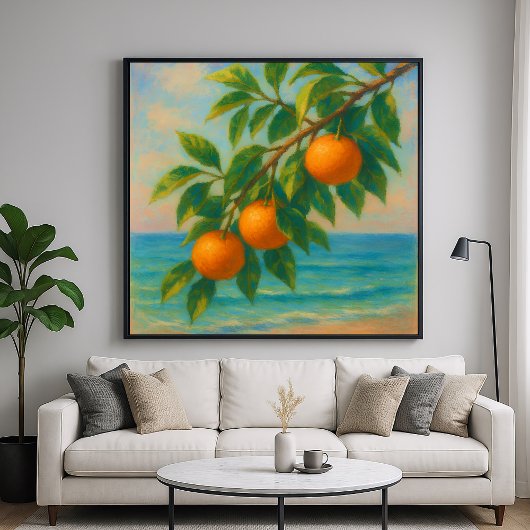 Coastal Citrus - Pastel Painting Style Orange Tree Poster