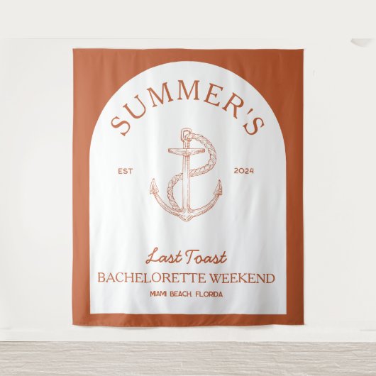 Coastal Classic Modern Boho Bachelorette Wandteppich (Vorderseite)