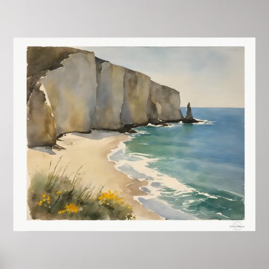 Coastal Cliffs and Sandy Beach Poster (Vorne)