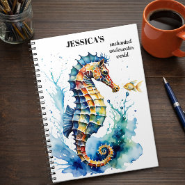 Coastal Colorful Watercolor Seahorse Notizblock