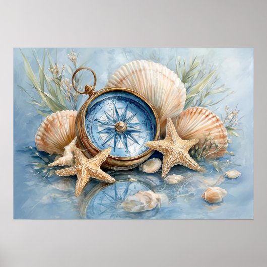 Coastal Compass Starfish Print | Wall Poster (Vorne)