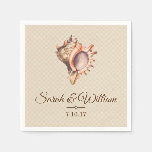 Coastal Conch Seashell | PERSONALISIERT Serviette (Vorderseite)